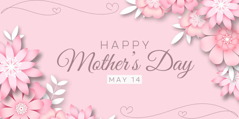 happy mother’s day with beautiful flowers on soft pink background. vintage greeting or invitation ca