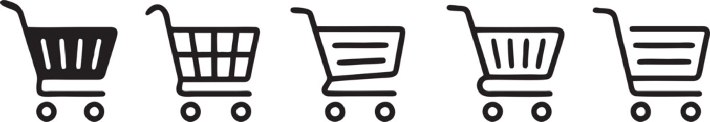 shopping cart icons set. shopping basket icon collection. shopping cart line and flat icon. internet