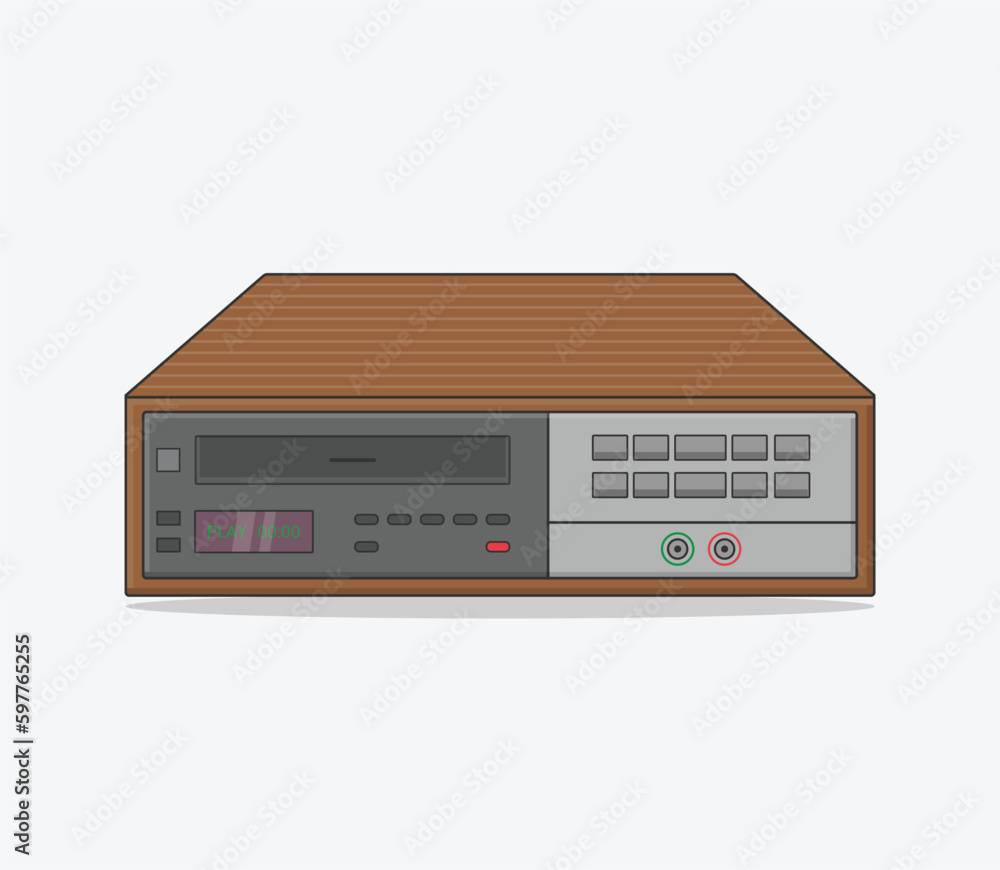 retro vintage vcr vhs player minimalist illustration flat vector 90s ...