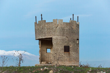Abandoned British pillbox over the Kadesh Valley on the border between the British Mandate and the French Mandate facing Lebanon