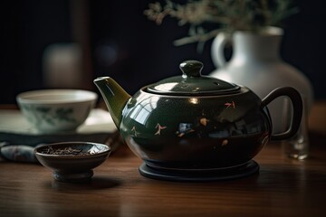 Kung fu tea for Chinese tea ceremony tea ceremony on dark background