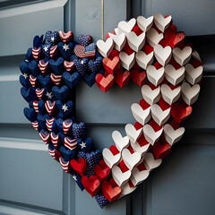 Wall Mural - Decorative heart inspired by the flag of the USA. Generated with ai.