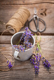 Fototapeta Lawenda - Aromatic and homegrown lavender as a perfume ingredient.