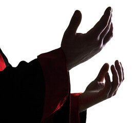 Wall Mural - A Christian hand with open palm praying