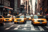 Fototapeta Miasta - Yellow Taxi in Manhattan, New York City in USA, AI