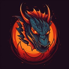 Wall Mural - Cartoon dragon logo for a gaming brand Generative AI