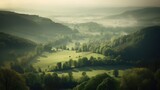 Fototapeta Natura - Beautiful scenic landscapes with mountains in Europe. Generative AI