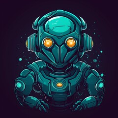 Wall Mural - Cartoon robot logo for a gaming brand Generative AI