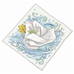 Wall Mural - Cartoon baptismal napkin with symbolism and design Generative AI