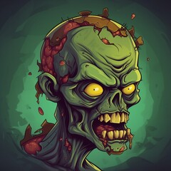 Wall Mural - Cartoon zombie logo for a gaming brand Generative AI