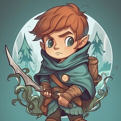 Wall Mural - Cartoon RPG character logo for a gaming brand Generative AI