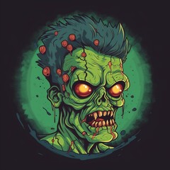 Wall Mural - Cartoon zombie logo for a gaming brand Generative AI