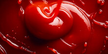 Tasty Red Ketchup Texture, Top View, Close Up Wallpaper, Created With Generative Ai