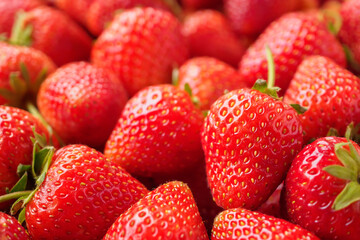 Wall Mural - Fresh organic red strawberry fruit background