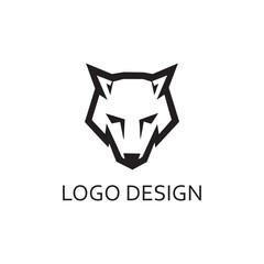 Wall Mural - simple black wolf head for logo company design