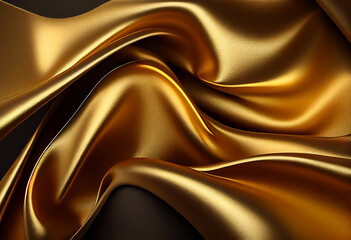 Smooth gold silk or satin texture pattern abstract background, realistic, photorealistic, luxury, elegant. Generative AI