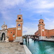 arsenal building and water channel in venice