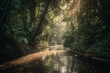 A waterway in a tropical forest. Generative AI