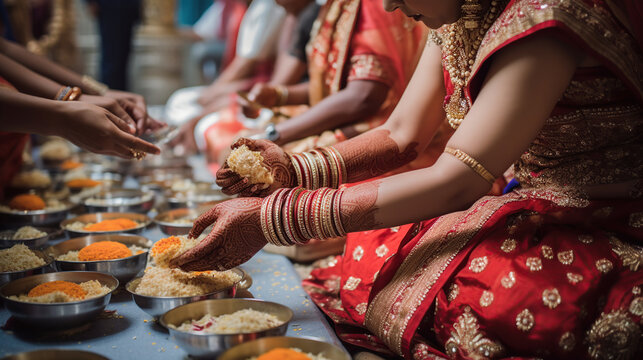 Hindu Indian wedding ceremony, generative ai