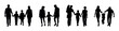 © Andreas - Happy family with children holding hands while walking together silhouette set collection.