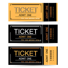 Vector Black And Orange  Ticket Design. Realistic Ticket. Admit One. Pass.
