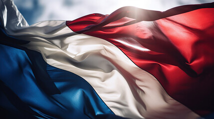 a stunning french flag flowing with the wind, 14th of july, patriotic, ai generated