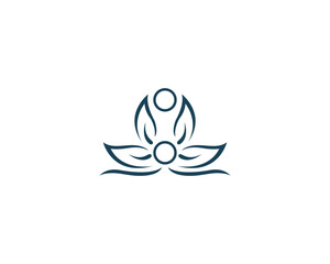 Sticker - Lotus Flower Body Massage Logo Design. Spa Centre Modern Vector Template.