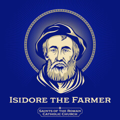 Wall Mural - Catholic Saints. Isidore the Farmer (1070-1130) was a Spanish farmworker known for his piety toward the poor and animals. He is the Catholic patron saint of farmers, and of Madrid.