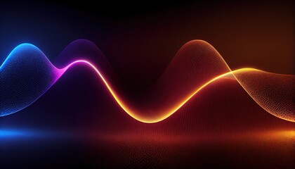 abstract background of colorful neon wavy line glowing in the dark. modern simple wallpaper, render 