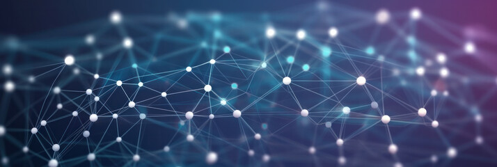 Wall Mural - abstract purple and blue digital data social network communication background. polygonal structure. 