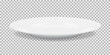 White round empty plate side view with transparent shadow. Vector illustration