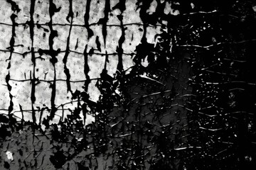 Poster - Black and white abstract background. Texture of cracked paint on a metal surface