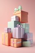 gift box in pastel pastel colors background, generative IA