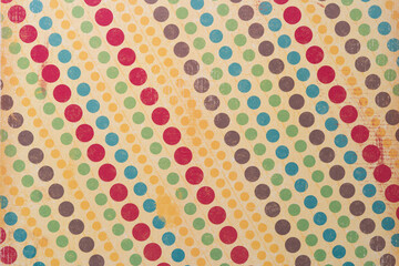 Sticker - retro scrapbook paper background featuring many circles or dots on a neutral background