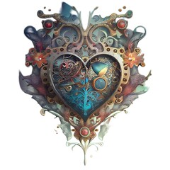 Wall Mural - Generative AI abstract render of a heart symbol
