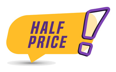 Colorful vector flat design banner half price. This sign is well adapted for web design.