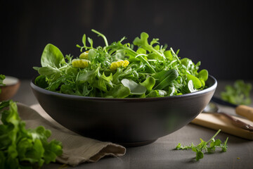 A bowl of green salad generative AI