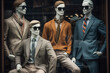 male mannequins in a shop window. Dummies dressed in classic style  Generative AI