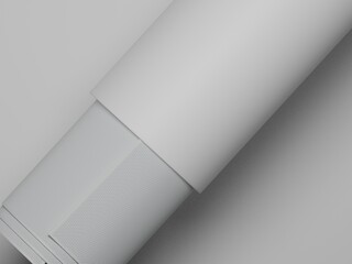 Folded paper 3D rendering with a white background 