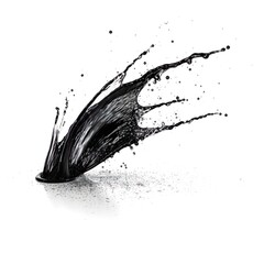 wild black fluid spashing on a white background 