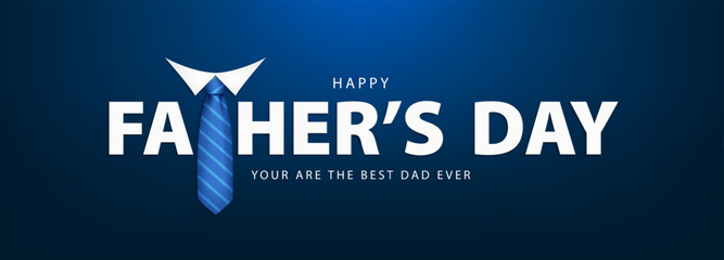 Happy Father's Day greeting card, banner or poster design. Father's day lettering with necktie. Vector illustration