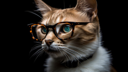 Wall Mural - Smart adorable cat wearing glasses