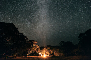 victorian high country hut camping at night