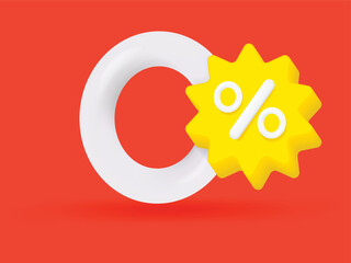 Wall Mural - 3d symbol percentage icon message in red background. business sale discount price digital marketing 
