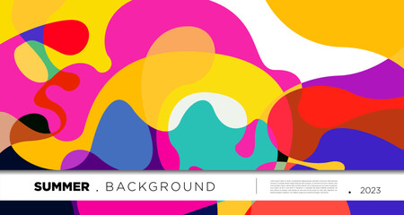 Wall Mural - Vector colorful abstract fluid and geometric background for summer