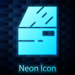 Poster - Glowing neon Car door icon isolated on brick wall background. Vector