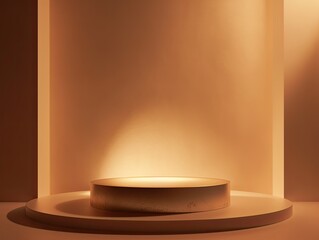 3d render podium pastel golden brown tones minimalistic , Generative AI