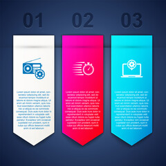 Wall Mural - Set Radio setting, Stopwatch and Laptop. Business infographic template. Vector