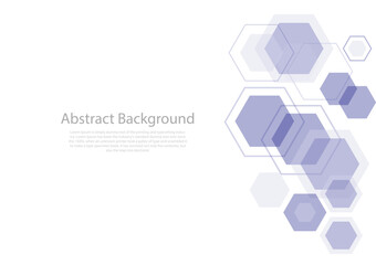 Wall Mural - geometric abstract background with purple hexagons. structure molecule and communication. science, t