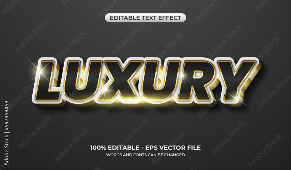 Realistic luxury text effect. Editable luxurious black bold and gold 3d ...